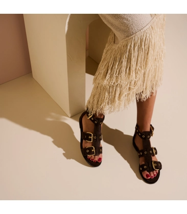 SANDÁLIA RASTEIRA LUIZA BARCELOS MARROM