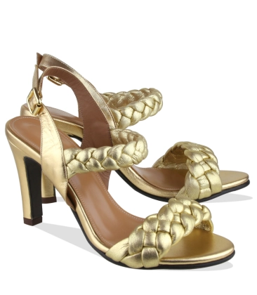 SANDÁLIA SALTO ALTO CHLOÉ BOTTI DOURADO