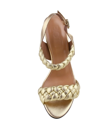 SANDÁLIA SALTO ALTO CHLOÉ BOTTI DOURADO