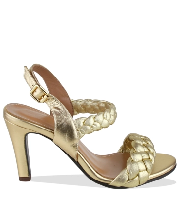 SANDÁLIA SALTO ALTO CHLOÉ BOTTI DOURADO