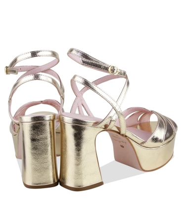 SANDÁLIA SALTO ALTO ESSENCIAIS LUIZA BARCELOS DOURADO