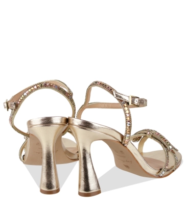 SANDÁLIA SALTO ALTO FLARE LUIZA BARCELOS DOURADO