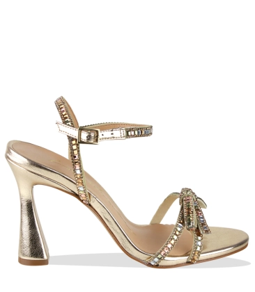 SANDÁLIA SALTO ALTO FLARE LUIZA BARCELOS DOURADO