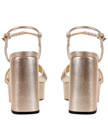 SANDÁLIA SALTO ALTO HARPER PAULA TORRES DOURADO