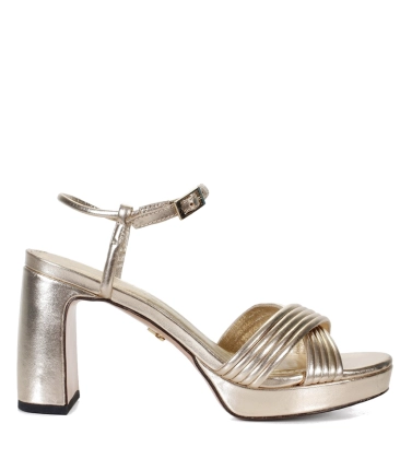 SANDÁLIA SALTO ALTO HOPE PAULA TORRES DOURADO