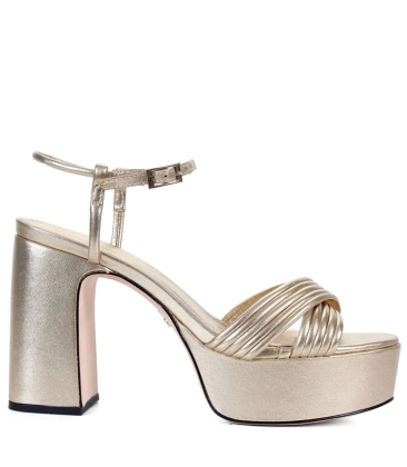 SANDÁLIA SALTO ALTO HARPER PAULA TORRES DOURADO