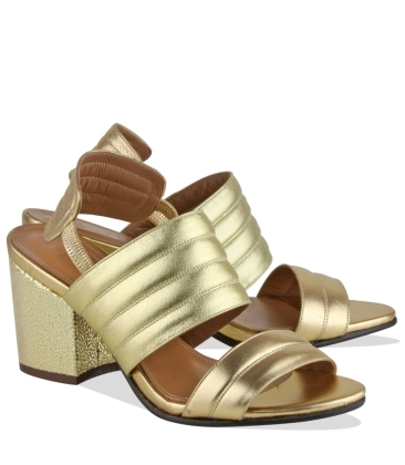 SANDÁLIA SALTO ALTO LAURA BOTTI DOURADO