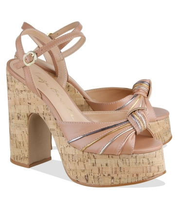 SANDÁLIA SALTO ALTO LUIZA BARCELOS BEGE