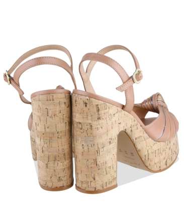 SANDÁLIA SALTO ALTO LUIZA BARCELOS BEGE