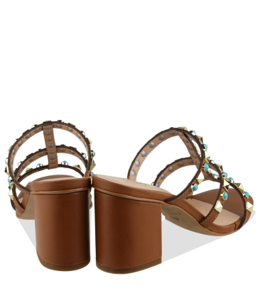 SANDÁLIA SALTO ALTO LUIZA BARCELOS CARAMELO