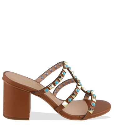 SANDÁLIA SALTO ALTO LUIZA BARCELOS CARAMELO