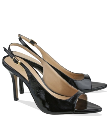 SCARPIN PEEP TOE SALTO ALTO SLINGBACK LUIZA BARCELOS PRETO