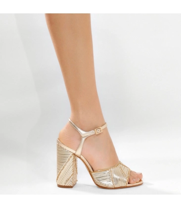 SANDÁLIA SALTO ALTO LUPITA SCHUTZ DOURADO