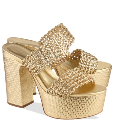 SANDÁLIA SALTO ALTO MEIA PATA SCHUTZ DOURADO