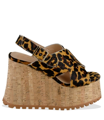 SANDÁLIA SALTO ALTO PLATAFORMA LUIZA BARCELOS ANIMAL PRINT