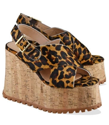 SANDÁLIA SALTO ALTO PLATAFORMA LUIZA BARCELOS ANIMAL PRINT