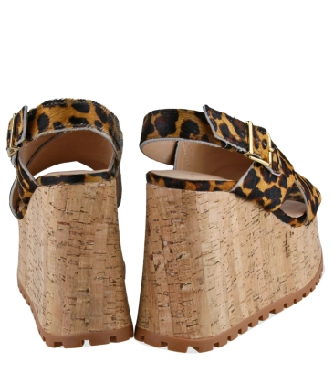 SANDÁLIA SALTO ALTO PLATAFORMA LUIZA BARCELOS ANIMAL PRINT