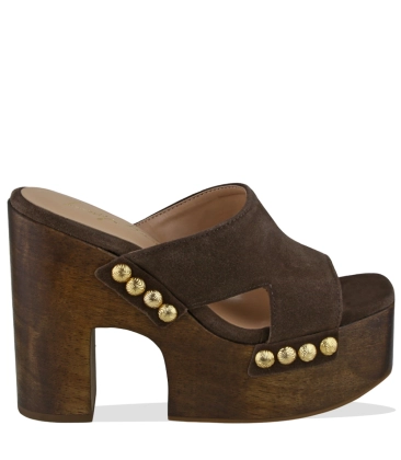 SANDÁLIA SALTO ALTO PLATAFORMA LUIZA BARCELOS MARROM