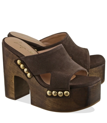 SANDÁLIA SALTO ALTO PLATAFORMA LUIZA BARCELOS MARROM