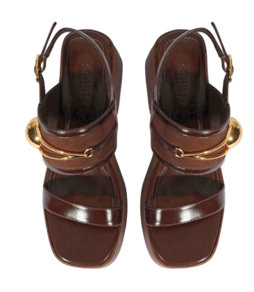 SANDÁLIA SALTO ALTO PLATAFORMA ORNELLA SCHUTZ MARROM