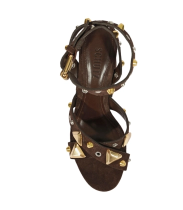 SANDÁLIA SALTO ALTO SARA SCHUTZ MARROM