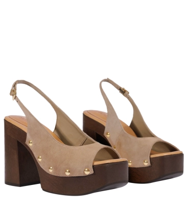 SANDÁLIA SALTO ALTO SLINGBACK SCHUTZ BEGE
