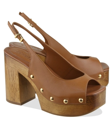 SANDÁLIA SALTO ALTO SLINGBACK SCHUTZ CARAMELO