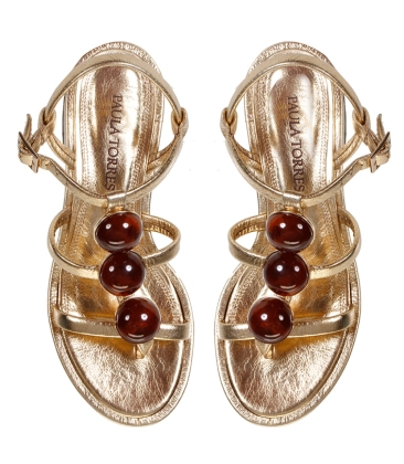 SANDÁLIA SALTO BAIXO DORIS PAULA TORRES DOURADO