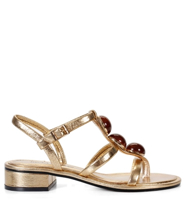 SANDÁLIA SALTO BAIXO DORIS PAULA TORRES DOURADO