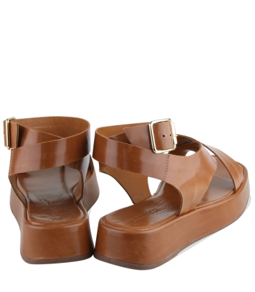 SANDÁLIA SALTO BAIXO FLATFORM BENTANA MARROM TERESA