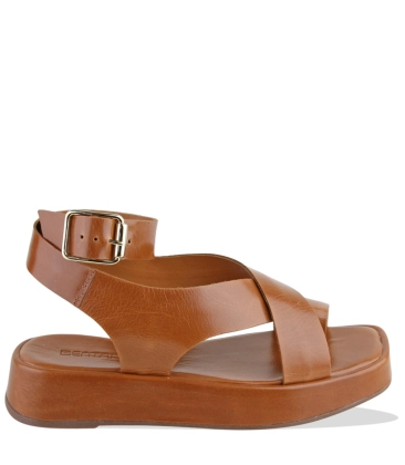 SANDÁLIA SALTO BAIXO FLATFORM BENTANA MARROM TERESA