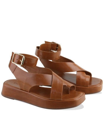 SANDÁLIA SALTO BAIXO FLATFORM BENTANA MARROM TERESA