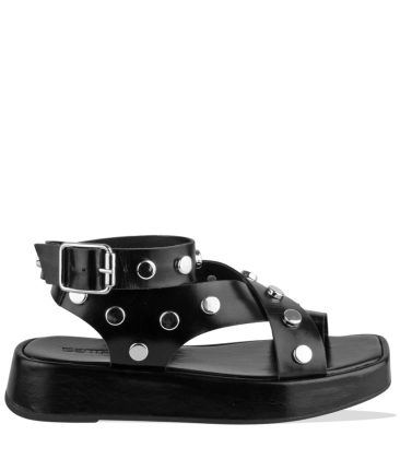 SANDÁLIA SALTO BAIXO FLATFORM TERESA BENTANA PRETO 