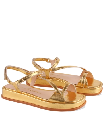 SANDÁLIA SALTO BAIXO FLATFORM LUIZA BARCELOS DOURADO