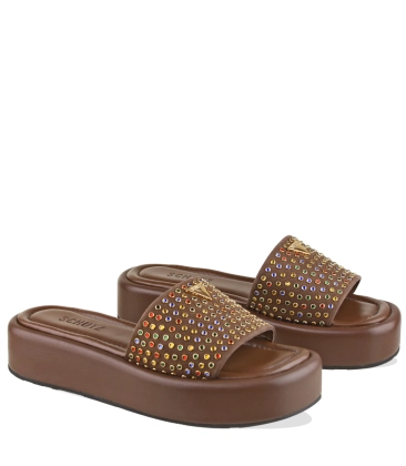 SANDÁLIA SALTO BAIXO FLATFORM SCHUTZ MARROM
