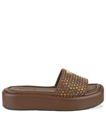 SANDÁLIA SALTO BAIXO FLATFORM SCHUTZ MARROM