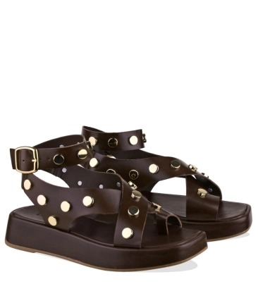 SANDÁLIA SALTO BAIXO FLATFORM TERESA BENTANA MARROM