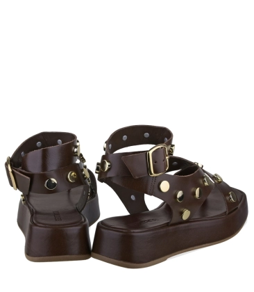 SANDÁLIA SALTO BAIXO FLATFORM TERESA BENTANA MARROM