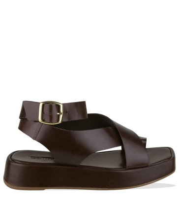 SANDÁLIA SALTO BAIXO FLATFORM TERESA BENTANA MARROM 