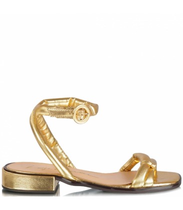 SANDÁLIA SALTO BAIXO LUIZA BARCELOS DOURADO | Acquarela Shop