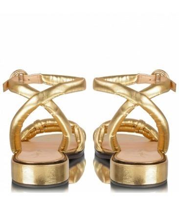 SANDÁLIA SALTO BAIXO LUIZA BARCELOS DOURADO | Acquarela Shop