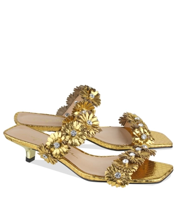 SANDÁLIA SALTO BAIXO LUIZA BARCELOS DOURADO