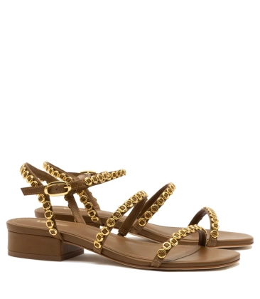 SANDÁLIA SALTO BAIXO MILANINA LARROUDÉ MARROM