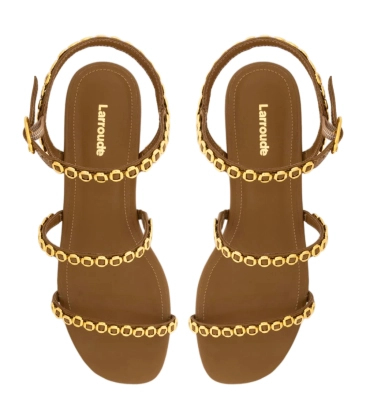 SANDÁLIA SALTO BAIXO MILANINA LARROUDÉ MARROM