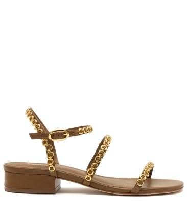 SANDÁLIA SALTO BAIXO MILANINA LARROUDÉ MARROM