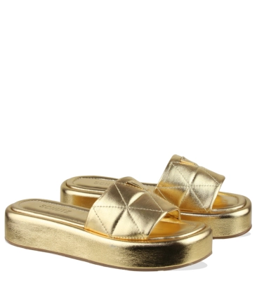SANDÁLIA SALTO BAIXO SCHUTZ DOURADO