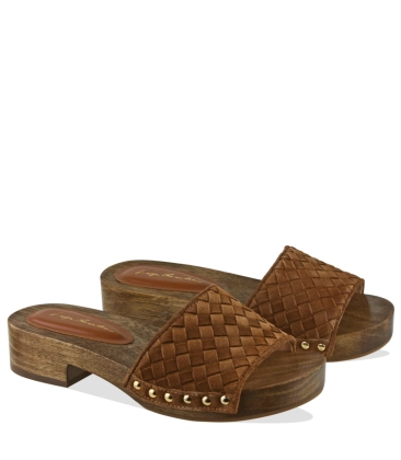 SANDÁLIA SALTO BAIXO TRESSÊ LUIZA BARCELOS CARAMELO