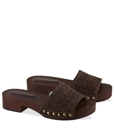 SANDÁLIA SALTO BAIXO TRESSÊ LUIZA BARCELOS MARROM