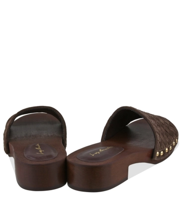 SANDÁLIA SALTO BAIXO TRESSÊ LUIZA BARCELOS MARROM