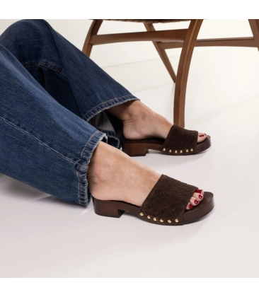 SANDÁLIA SALTO BAIXO TRESSÊ LUIZA BARCELOS MARROM